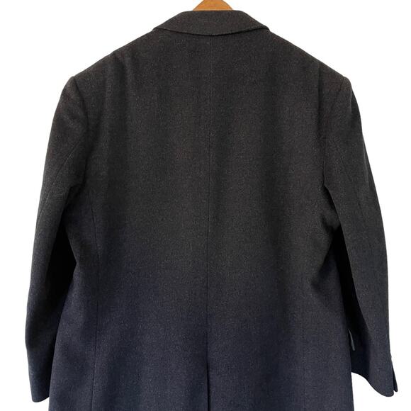Mark Shale Cashmere Overcoat Charcoal Black Button Down Business Dress Coat 46R - Picture 4 of 16